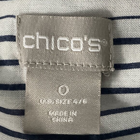 Chico's Top Womens‎ Sz S (0) Button Up Floral Embroidery Striped Paisley Boho - Picture 3 of 15